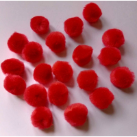Bright Red Pom Poms 2cm