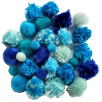 Blue Textured Woolly Pom Poms