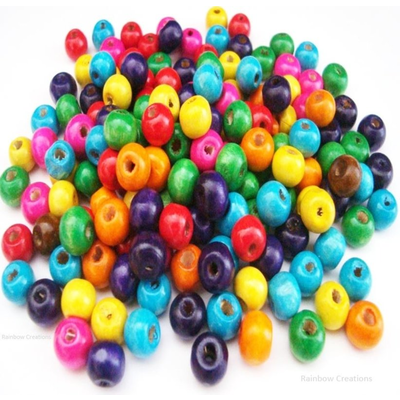 Multicoloured Small Round Wooden Beads