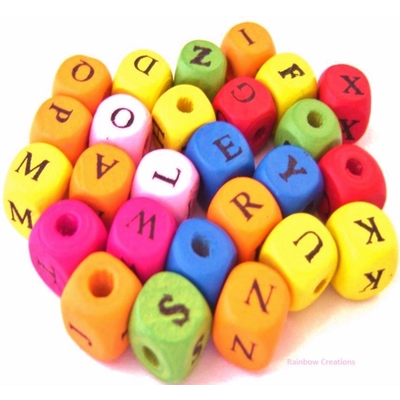 Coloured Wooden Letter Beads