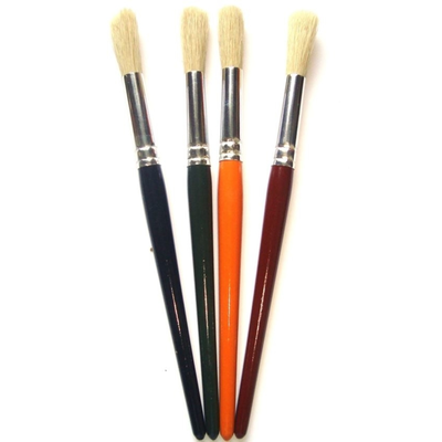 Paint Brushes With Coloured Wooden Handles Set