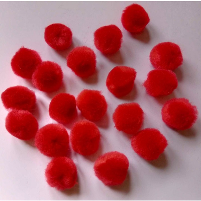 Bright Red Pom Poms 2cm
