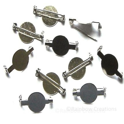 Round Brooch Pin Back with Safety Catch 10 Pack