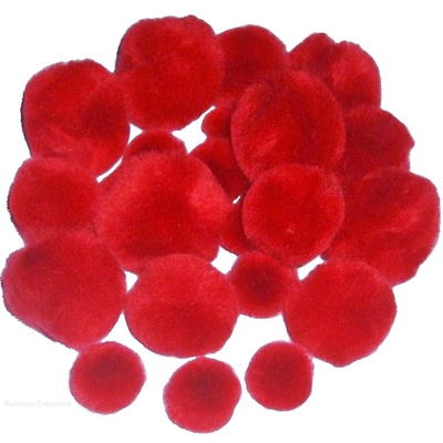 Red Pom Poms For Craft 100 Pack